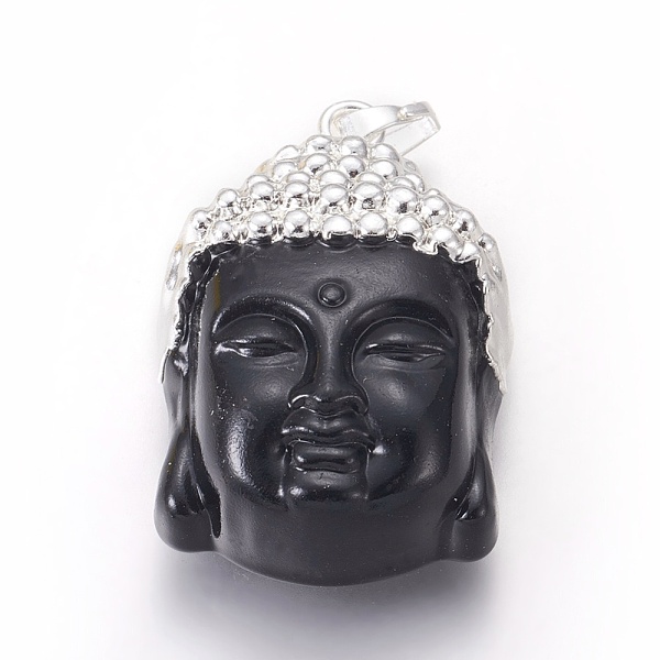 PandaHall Glass Pendants, with Brass Findings, Buddha Head, Silver Color Plated, Black, 40x26.5x16.5mm, Hole: 5x8mm Brass+Glass Human Black
PandaHall Glass Pendants, with Brass Findings, Buddha Head, Silver Color Plated, Black, 40x26.5x16.5mm, Hole: 5x8mm Brass+Glass Human Black