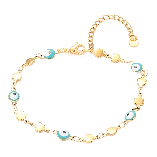 PandaHall 304 Stainless Steel Link Bracelets, with Enamel and Lobster Claw Clasps, Evil Eye & Flower, Sky Blue, Golden, 8-1/8 inch(20.5cm)...
PandaHall 304 Stainless Steel Link Bracelets, with Enamel and Lobster Claw Clasps, Evil Eye & Flower, Sky Blue, Golden, 8-1/8 inch(20.5cm)...