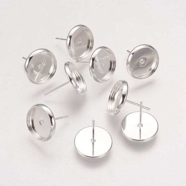 PandaHall Brass Stud Earring Settings, Nickel Free, Silver Color Plated, Tray: 10mm, 12x0.8mm Brass Round
PandaHall Brass Stud Earring Settings, Nickel Free, Silver Color Plated, Tray: 10mm, 12x0.8mm Brass Round