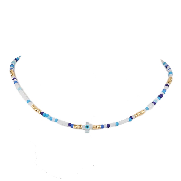 PandaHall Glass Beaded Necklaces, with Natural White Shell Mother of Pearl Shell Beads Necklaces, Evil Eye, Cross, 16.34 inch(41.5cm) Glass..., Blue
PandaHall Glass Beaded Necklaces, with Natural White Shell Mother of Pearl Shell Beads Necklaces, Evil Eye, Cross, 16.34 inch(41.5cm) Glass..., Blue