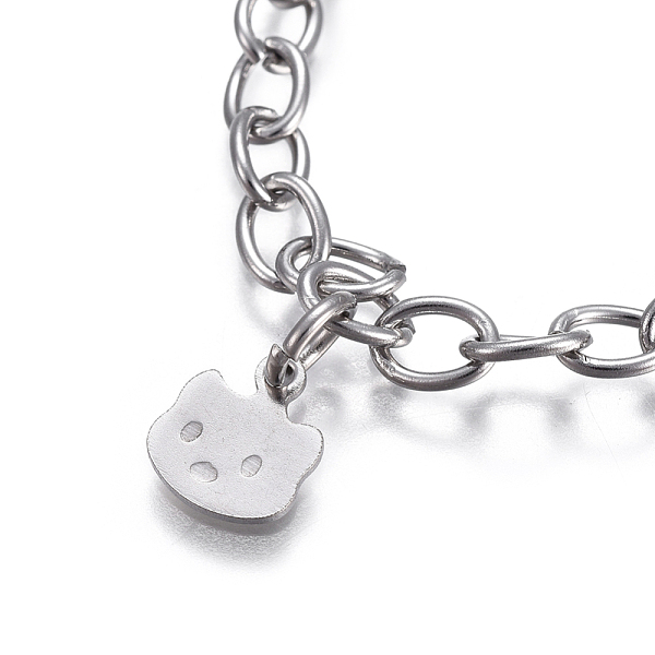 PandaHall 304 Stainless Steel Kitten Charm Bracelets, with Cable Chains and Lobster Claw Clasps, Cat Head Shape, 8-3/8 inch(21.4cm), 4.5mm...
PandaHall 304 Stainless Steel Kitten Charm Bracelets, with Cable Chains and Lobster Claw Clasps, Cat Head Shape, 8-3/8 inch(21.4cm), 4.5mm...