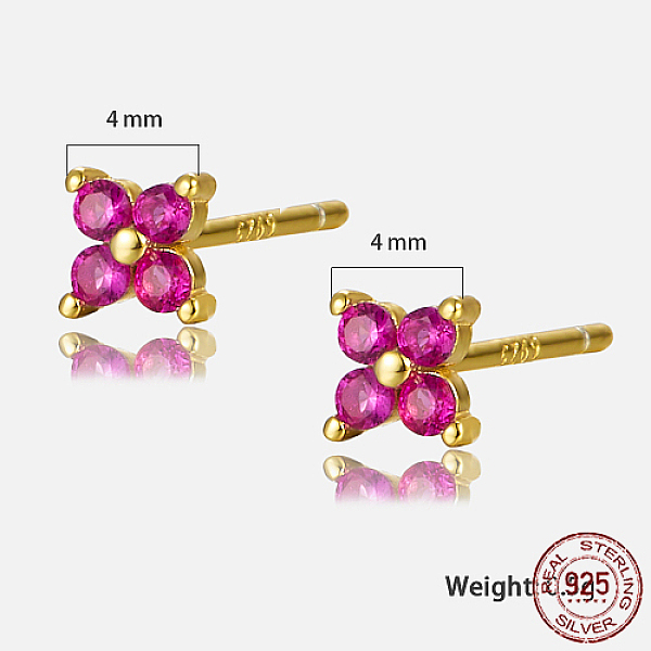 PandaHall Golden Sterling Silver Flower Stud Earrings, with Cubic Zirconia, with S925 Stamp, Deep Pink, 4x4mm Cubic Zirconia Flower
PandaHall Golden Sterling Silver Flower Stud Earrings, with Cubic Zirconia, with S925 Stamp, Deep Pink, 4x4mm Cubic Zirconia Flower