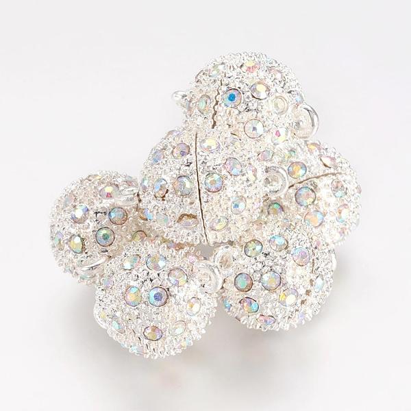 PandaHall Alloy Magnetic Clasps with Loops, with Rhinestone, Round, Crystal AB, Silver Color Plated, 21x14mm, Hole: 1.5mm Alloy+Rhinestone..., Clear
PandaHall Alloy Magnetic Clasps with Loops, with Rhinestone, Round, Crystal AB, Silver Color Plated, 21x14mm, Hole: 1.5mm Alloy+Rhinestone..., Clear