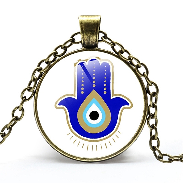 PandaHall Alloy Cable Chain Necklaces, Glass Pendant Necklaces for Sweater, Antique Bronze, Evil Eye, Hamsa Hand, 21-5/8 inch(55cm) Alloy..., Blue
PandaHall Alloy Cable Chain Necklaces, Glass Pendant Necklaces for Sweater, Antique Bronze, Evil Eye, Hamsa Hand, 21-5/8 inch(55cm) Alloy..., Blue