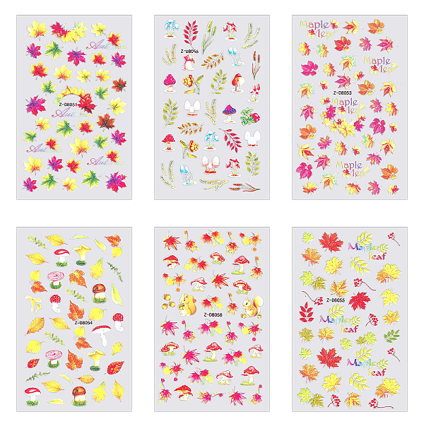 PandaHall Olycraft 6 Sheets 6 Style Maple Leaf Nail Art Stickers Decals, with Self Adhesive, for Nail Tips Decorations, Mixed Patterns...
PandaHall Olycraft 6 Sheets 6 Style Maple Leaf Nail Art Stickers Decals, with Self Adhesive, for Nail Tips Decorations, Mixed Patterns...