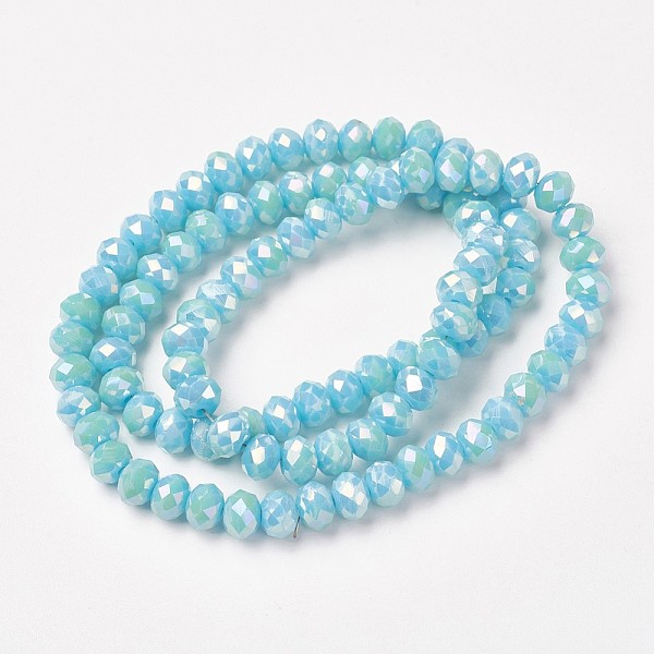 PandaHall Electroplate Opaque Glass Beads Strands, Full Rainbow Plated, Faceted, Rondelle, Cyan, 8x6mm, Hole: 1mm, about 65~68pcs/strand...
PandaHall Electroplate Opaque Glass Beads Strands, Full Rainbow Plated, Faceted, Rondelle, Cyan, 8x6mm, Hole: 1mm, about 65~68pcs/strand...