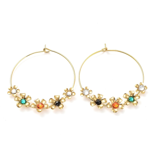 PandaHall Flower Glass Hoop Earrings, Golden Tone 304 Stainless Steel Jewely for Women, Colorful, 43x35mm 304 Stainless Steel Flower
PandaHall Flower Glass Hoop Earrings, Golden Tone 304 Stainless Steel Jewely for Women, Colorful, 43x35mm 304 Stainless Steel Flower