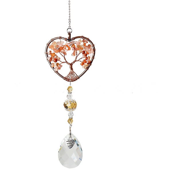 PandaHall Big Pendant Decorations, Hanging Sun Catchers, with Carnelian Beads and K9 Crystal Glass, Heart with Tree of Life, 35.5cm..., Brown
PandaHall Big Pendant Decorations, Hanging Sun Catchers, with Carnelian Beads and K9 Crystal Glass, Heart with Tree of Life, 35.5cm..., Brown