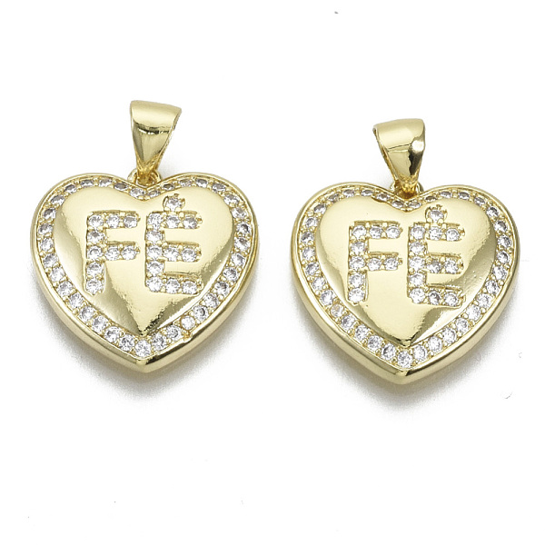 PandaHall Brass Micro Pave Cubic Zirconia Pendants, with Snap on Bail, Nickel Free, Heart with Letter, Clear, Real 18K Gold Plated...
PandaHall Brass Micro Pave Cubic Zirconia Pendants, with Snap on Bail, Nickel Free, Heart with Letter, Clear, Real 18K Gold Plated...