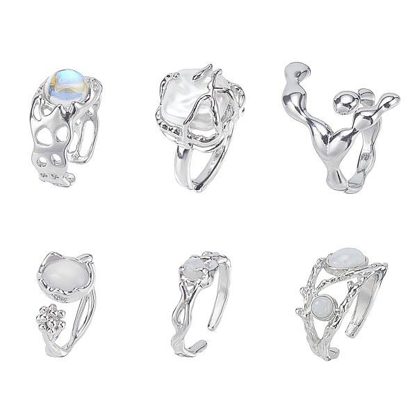 PandaHall ANATTASOUL 6Pcs 6 Styles Synthetic Moonstone & Cat Eye Open Cuff Rings Set, Brass Jewelry for Women, Platinum, Inner Diameter...
PandaHall ANATTASOUL 6Pcs 6 Styles Synthetic Moonstone & Cat Eye Open Cuff Rings Set, Brass Jewelry for Women, Platinum, Inner Diameter...