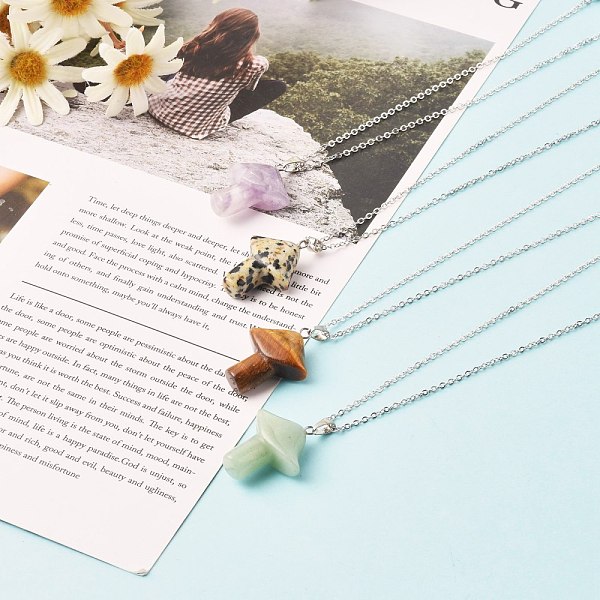 PandaHall Natural Mixed Gemstone Pendant Necklaces, with 304 Stainless Steel Cable Chains, Mushroom, 17.72 inch(45cm) Mixed Stone
PandaHall Natural Mixed Gemstone Pendant Necklaces, with 304 Stainless Steel Cable Chains, Mushroom, 17.72 inch(45cm) Mixed Stone