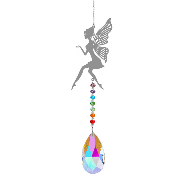 PandaHall Metal Big Pendant Decorations, Hanging Sun Catchers, Chakra Theme K9 Crystal Glass, Fairy, Colorful, 42cm Glass Angel & Fairy
PandaHall Metal Big Pendant Decorations, Hanging Sun Catchers, Chakra Theme K9 Crystal Glass, Fairy, Colorful, 42cm Glass Angel & Fairy