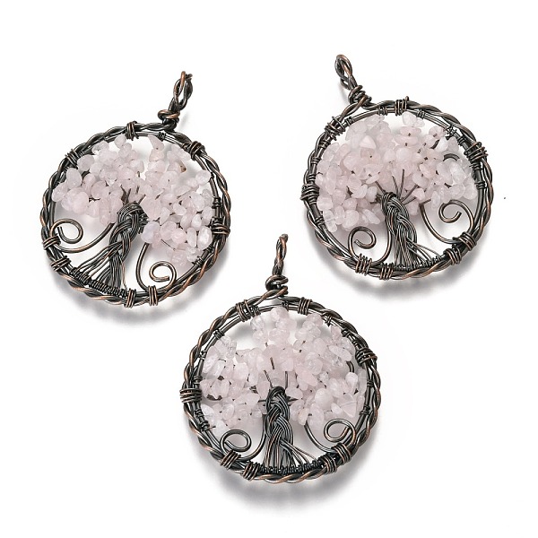 PandaHall Natural Rose Quartz Pendants, with Red Copper Plated Brass Findings, Flat Round with Tree of Life, 64~67.5x50~51x6~7.5mm, Hole...
PandaHall Natural Rose Quartz Pendants, with Red Copper Plated Brass Findings, Flat Round with Tree of Life, 64~67.5x50~51x6~7.5mm, Hole...