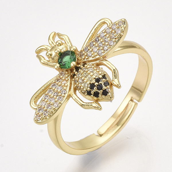 PandaHall Adjustable Brass Micro Pave Cubic Zirconia Finger Rings, Bees, Golden, Size 8, 18mm Brass+Cubic Zirconia
PandaHall Adjustable Brass Micro Pave Cubic Zirconia Finger Rings, Bees, Golden, Size 8, 18mm Brass+Cubic Zirconia