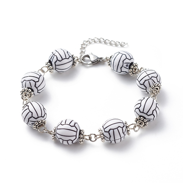 PandaHall Sport Ball Theme Acrylic Round Beaded Bracelet, 304 Stainless Steel Jewelry for Men Women, Volleyball, 7-1/4 inch(18.5cm) Acrylic..., White
PandaHall Sport Ball Theme Acrylic Round Beaded Bracelet, 304 Stainless Steel Jewelry for Men Women, Volleyball, 7-1/4 inch(18.5cm) Acrylic..., White