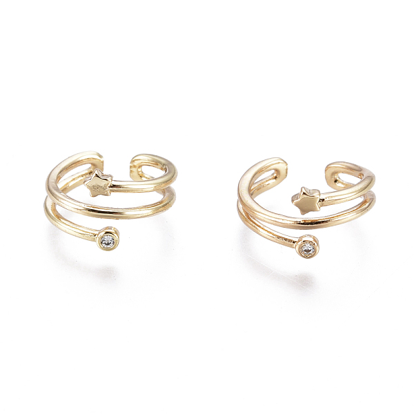 PandaHall Brass Micro Pave Clear Cubic Zirconia Cuff Earrings, Star, Golden, 11x7mm, Inner Diameter: 9mm Cubic Zirconia Clear
PandaHall Brass Micro Pave Clear Cubic Zirconia Cuff Earrings, Star, Golden, 11x7mm, Inner Diameter: 9mm Cubic Zirconia Clear