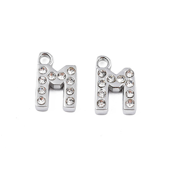 PandaHall 304 Stainless Steel Charms, with Crystal Rhinestone, Letter, Letter.M, 10~10.5x2~8x2mm, Hole: 1.2mm Stainless Steel+Rhinestone..., Clear
PandaHall 304 Stainless Steel Charms, with Crystal Rhinestone, Letter, Letter.M, 10~10.5x2~8x2mm, Hole: 1.2mm Stainless Steel+Rhinestone..., Clear