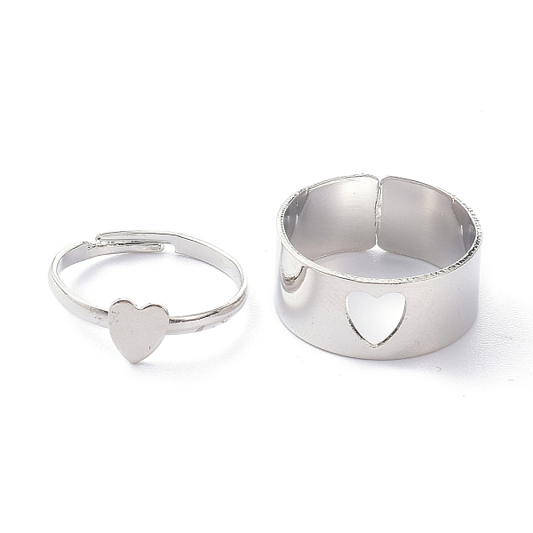 PandaHall Alloy Adjustable Rings Set, Couple Rings, Heart, Platinum, 2~9mm, Inner Diameter: 17~18mm, 2pcs/set Alloy Heart
PandaHall Alloy Adjustable Rings Set, Couple Rings, Heart, Platinum, 2~9mm, Inner Diameter: 17~18mm, 2pcs/set Alloy Heart