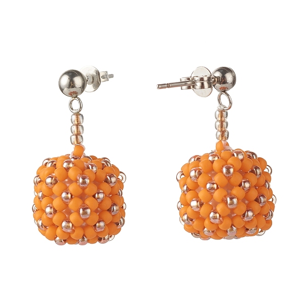PandaHall TOHO Japanese Seed Beads Dangle Stud Earrings, with Brass Ear Nuts, Dark Orange, 28mm, Pin: 0.8mm Glass
PandaHall TOHO Japanese Seed Beads Dangle Stud Earrings, with Brass Ear Nuts, Dark Orange, 28mm, Pin: 0.8mm Glass