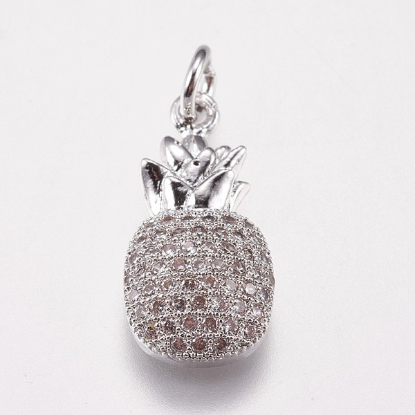 PandaHall Brass Micro Pave Cubic Zirconia Pendants, Pineapple, Platinum, 19x9x4mm, Hole: 3mm Brass+Cubic Zirconia Fruit Clear
PandaHall Brass Micro Pave Cubic Zirconia Pendants, Pineapple, Platinum, 19x9x4mm, Hole: 3mm Brass+Cubic Zirconia Fruit Clear