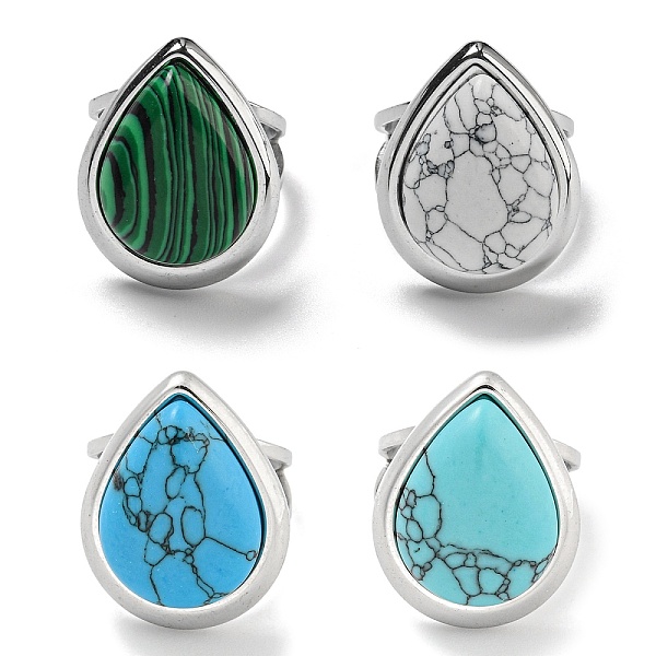 PandaHall 304 Stainless Steel Synthetic Gemstone Cuff Rings, Teardrop Open Rings for Women Men, Stainless Steel Color, 18.5x23.5mm, Inner...
PandaHall 304 Stainless Steel Synthetic Gemstone Cuff Rings, Teardrop Open Rings for Women Men, Stainless Steel Color, 18.5x23.5mm, Inner...