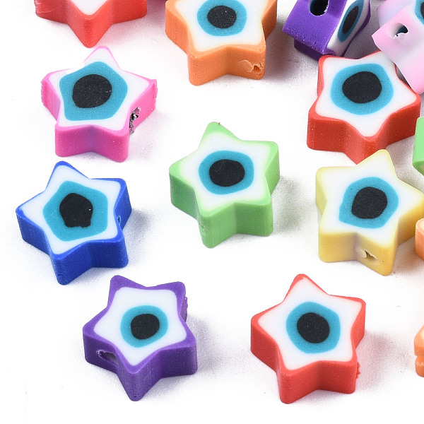 PandaHall Handmade Polymer Clay Beads, Star with Evil Eye, Mixed Color, 9x9x3.5~4.5mm, Hole: 1.4mm Polymer Clay Star Multicolor
PandaHall Handmade Polymer Clay Beads, Star with Evil Eye, Mixed Color, 9x9x3.5~4.5mm, Hole: 1.4mm Polymer Clay Star Multicolor