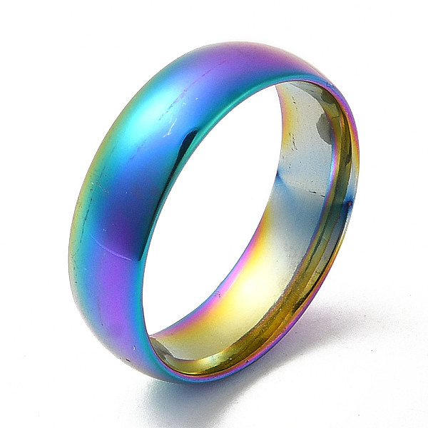 PandaHall Ion Plating(IP) 304 Stainless Steel Flat Plain Band Rings, Rainbow Color, Size 8, Inner Diameter: 18mm, 6mm 304 Stainless Steel
PandaHall Ion Plating(IP) 304 Stainless Steel Flat Plain Band Rings, Rainbow Color, Size 8, Inner Diameter: 18mm, 6mm 304 Stainless Steel