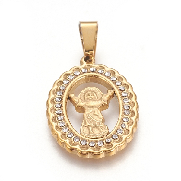 PandaHall Religion Theme, 304 Stainless Steel Pendants, with Crystal Rhinestone, Oval with Jesus, Golden, 25x17x2mm, Hole: 6x4mm Stainless..., Clear
PandaHall Religion Theme, 304 Stainless Steel Pendants, with Crystal Rhinestone, Oval with Jesus, Golden, 25x17x2mm, Hole: 6x4mm Stainless..., Clear
