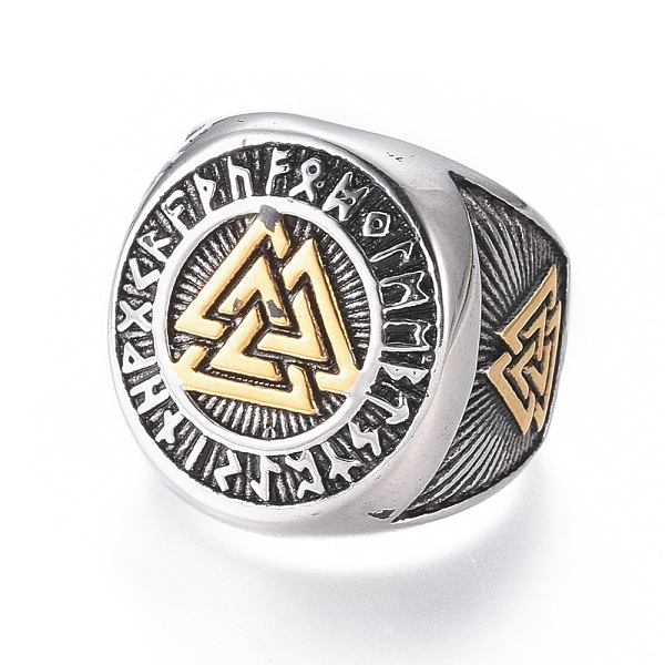 PandaHall 304 Stainless Steel Signet Rings for Men, Wide Band Rings, Viking Valknut Symbol, Antique Silver & Antique Golden, Size 7~12...
PandaHall 304 Stainless Steel Signet Rings for Men, Wide Band Rings, Viking Valknut Symbol, Antique Silver & Antique Golden, Size 7~12...