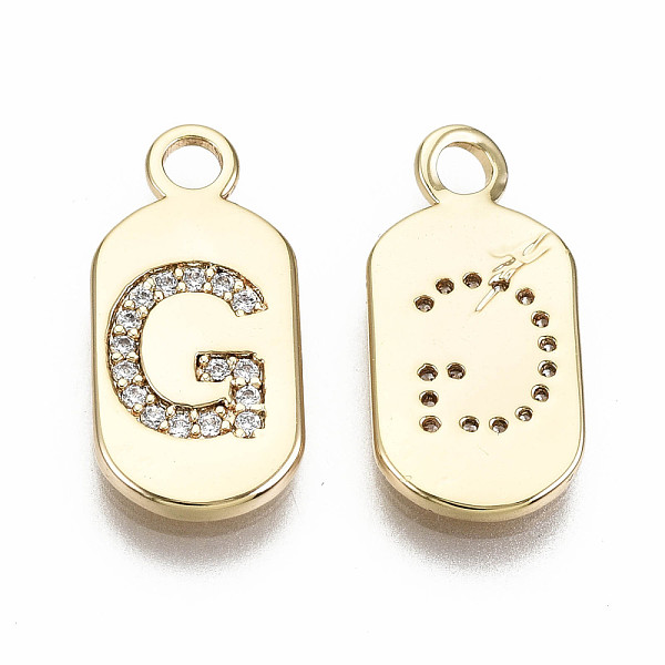 PandaHall Brass Micro Pave Clear Cubic Zirconia Pendants, Nickel Free, Real 18K Gold Plated, Oval with Word, Letter.G, 16x7.5x1.5mm, Hole...
PandaHall Brass Micro Pave Clear Cubic Zirconia Pendants, Nickel Free, Real 18K Gold Plated, Oval with Word, Letter.G, 16x7.5x1.5mm, Hole...