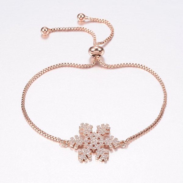 PandaHall Adjustable Brass Micro Pave Cubic Zirconia Bolo Bracelets, Slider Bracelets, with Brass Box Chains, Snowflake, Rose Gold, 10-1/4..., Clear
PandaHall Adjustable Brass Micro Pave Cubic Zirconia Bolo Bracelets, Slider Bracelets, with Brass Box Chains, Snowflake, Rose Gold, 10-1/4..., Clear