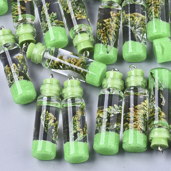 PandaHall Glass Bottle Decorations, with Resin & Dried Flower, Resin Tampions and Iron Findings, Spring Green, 42~44x11mm, Hole: 2mm Glass...
PandaHall Glass Bottle Decorations, with Resin & Dried Flower, Resin Tampions and Iron Findings, Spring Green, 42~44x11mm, Hole: 2mm Glass...