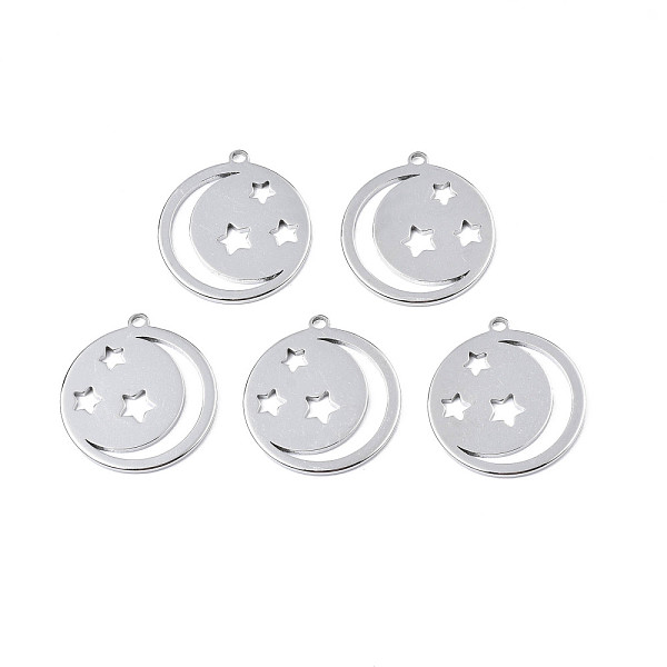 PandaHall 201 Stainless Steel Pendants, Flat Round with Star & Moon, Stainless Steel Color, 25.5x23x1.5mm, Hole: 1.8mm 201 Stainless Steel...
PandaHall 201 Stainless Steel Pendants, Flat Round with Star & Moon, Stainless Steel Color, 25.5x23x1.5mm, Hole: 1.8mm 201 Stainless Steel...