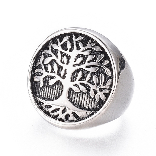 PandaHall 304 Stainless Steel Wide Band Rings, Flat Round with Tree of Life, Antique Silver, Size 7~12, 17~22mm 304 Stainless Steel
PandaHall 304 Stainless Steel Wide Band Rings, Flat Round with Tree of Life, Antique Silver, Size 7~12, 17~22mm 304 Stainless Steel