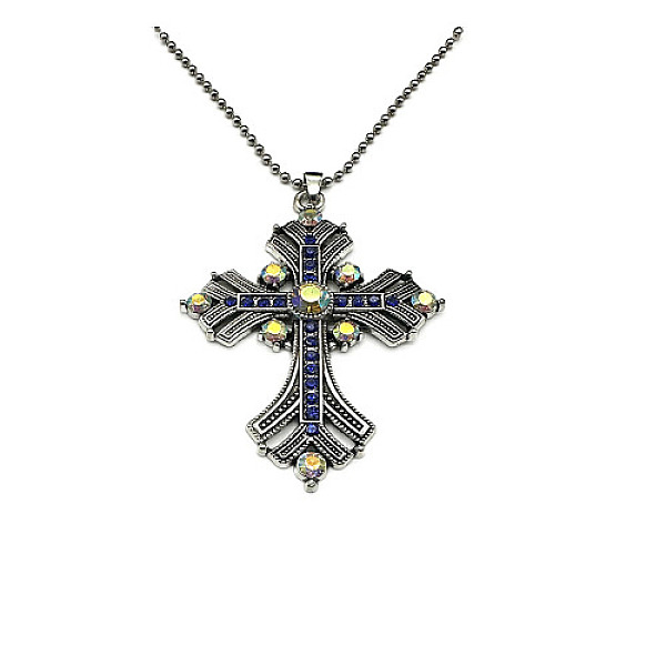 PandaHall Cross Rhinestone Pendant Necklaces, with Antique Silver Alloy Ball Chains, Sapphire, 27.56 inch(70cm) Rhinestone Cross Blue
PandaHall Cross Rhinestone Pendant Necklaces, with Antique Silver Alloy Ball Chains, Sapphire, 27.56 inch(70cm) Rhinestone Cross Blue
