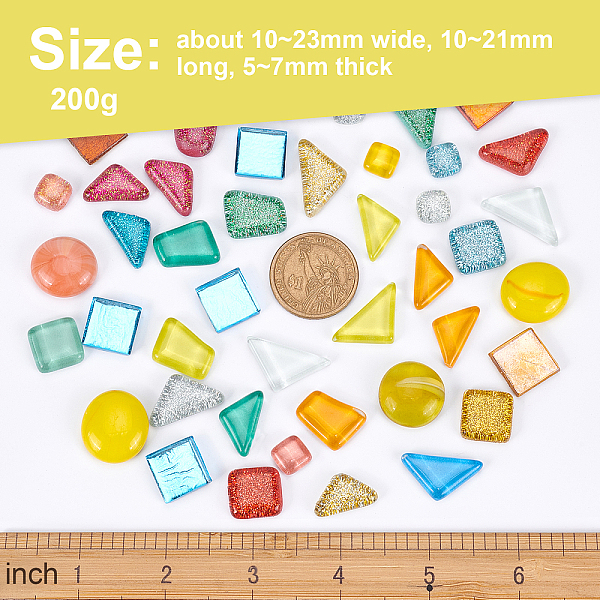 PandaHall Olycraft Glass Cabochons, Mosaic Tiles, for Home Decoration or DIY Crafts, Mixed Shapes, Mixed Color, 10~25x10~23x5~7mm, 200g..., Multicolor
PandaHall Olycraft Glass Cabochons, Mosaic Tiles, for Home Decoration or DIY Crafts, Mixed Shapes, Mixed Color, 10~25x10~23x5~7mm, 200g..., Multicolor