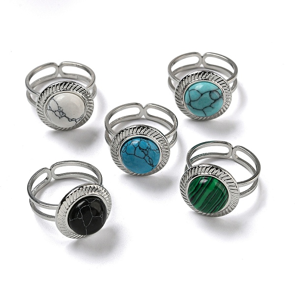 PandaHall 304 Stainless Steel Open Cuff Rings, Synthetic Malachite & Turquoise Round Finger Rings for Women Men, Stainless Steel Color...
PandaHall 304 Stainless Steel Open Cuff Rings, Synthetic Malachite & Turquoise Round Finger Rings for Women Men, Stainless Steel Color...