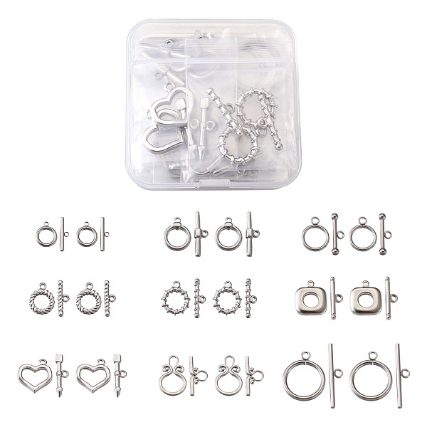 PandaHall Fashewelry 304 Stainless Steel Toggle Clasps, Mixed Shapes, Stainless Steel Color, 18sets/box 304 Stainless Steel Mixed Shapes
PandaHall Fashewelry 304 Stainless Steel Toggle Clasps, Mixed Shapes, Stainless Steel Color, 18sets/box 304 Stainless Steel Mixed Shapes