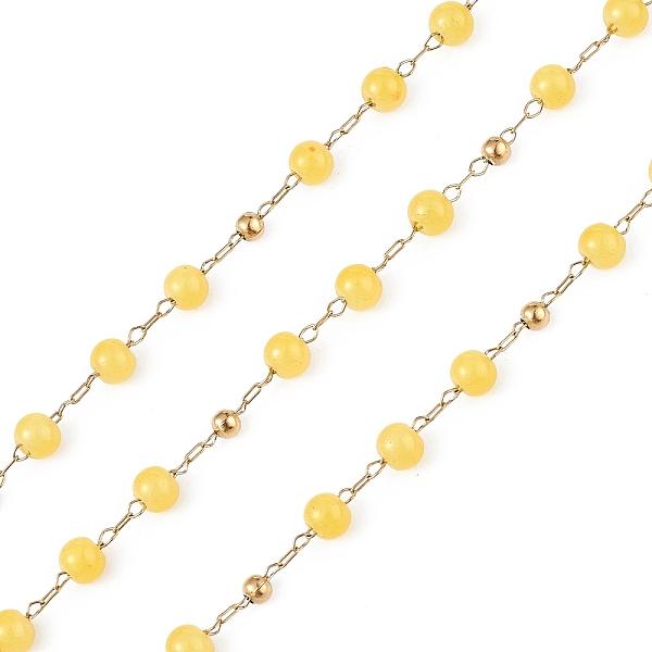 PandaHall Dyed Natural Jade Round Beaded Chain, with Golden 304 Stainless Steel Satellite Chains, Unwelded, with Spool, Yellow, 2.5x1x0.3mm...
PandaHall Dyed Natural Jade Round Beaded Chain, with Golden 304 Stainless Steel Satellite Chains, Unwelded, with Spool, Yellow, 2.5x1x0.3mm...