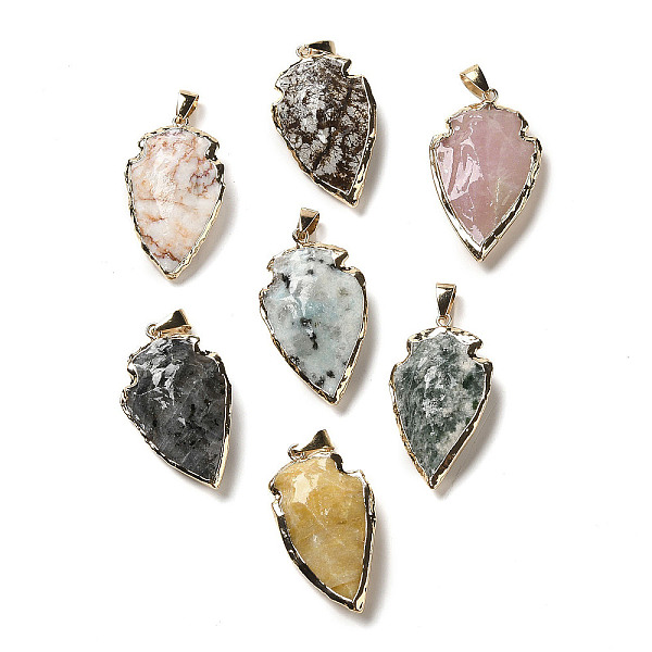 PandaHall Natural Mixed Gemstone Pendants, Brass Arrows Charms with Iron Snap on Bails, Light Gold, 36~37x20~23x7.5~8mm, Hole: 7x4.5mm Mixed...
PandaHall Natural Mixed Gemstone Pendants, Brass Arrows Charms with Iron Snap on Bails, Light Gold, 36~37x20~23x7.5~8mm, Hole: 7x4.5mm Mixed...