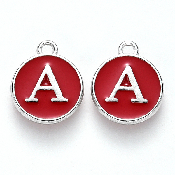 PandaHall Platinum Plated Alloy Enamel Charms, Cadmium Free & Lead Free, Enamelled Sequins, Flat Round with Letter, Red, Letter.A, 14x12x2mm...
PandaHall Platinum Plated Alloy Enamel Charms, Cadmium Free & Lead Free, Enamelled Sequins, Flat Round with Letter, Red, Letter.A, 14x12x2mm...