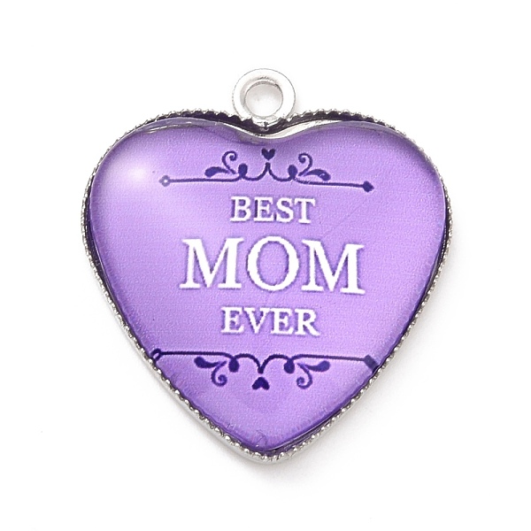 PandaHall Mother's Day Alloy Pendants, with Glass, Platinum, Heart Charm with Word Mom, Lilac, 23x20.5x4mm, Hole: 2mm Alloy Heart Purple
PandaHall Mother's Day Alloy Pendants, with Glass, Platinum, Heart Charm with Word Mom, Lilac, 23x20.5x4mm, Hole: 2mm Alloy Heart Purple