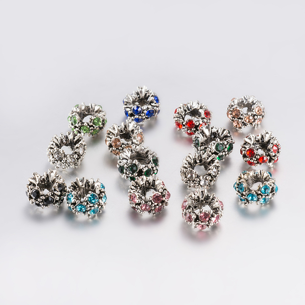 PandaHall Tibetan Style Alloy Rhinestone European Beads, Large Hole Beads, Flower, Antique Silver, Mixed Color, 12x8mm, Hole: 5mm..., Multicolor
PandaHall Tibetan Style Alloy Rhinestone European Beads, Large Hole Beads, Flower, Antique Silver, Mixed Color, 12x8mm, Hole: 5mm..., Multicolor