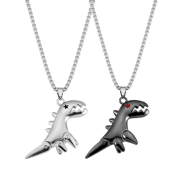 PandaHall 2Pcs 2 Color Couple Necklace, Iron Dinosaur Pendant Necklace with Enamel for Bestfriends Lovers, Gunmetal & Stainless Steel Color...
PandaHall 2Pcs 2 Color Couple Necklace, Iron Dinosaur Pendant Necklace with Enamel for Bestfriends Lovers, Gunmetal & Stainless Steel Color...