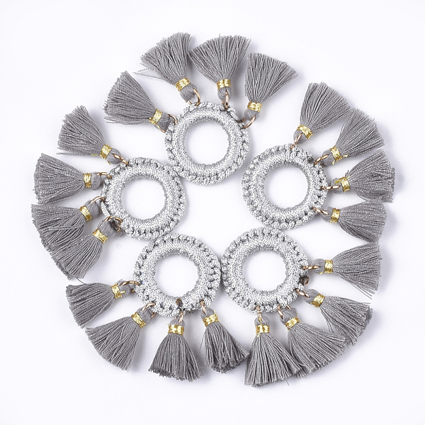 PandaHall Polycotton(Polyester Cotton) Tassels Pendants, with Polyester Link Ring , Dark Gray, 45~50x25~26x3~4mm, Hole: 14mm Polycotton Gray
PandaHall Polycotton(Polyester Cotton) Tassels Pendants, with Polyester Link Ring , Dark Gray, 45~50x25~26x3~4mm, Hole: 14mm Polycotton Gray