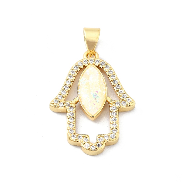 PandaHall Brass Micro Pave Clear Cubic Zirconia Pendants, with Sythetic Opal, Hamsa Hand/Hand of Fatima/Hand of Miriam, Real 18K Gold Plated...
PandaHall Brass Micro Pave Clear Cubic Zirconia Pendants, with Sythetic Opal, Hamsa Hand/Hand of Fatima/Hand of Miriam, Real 18K Gold Plated...