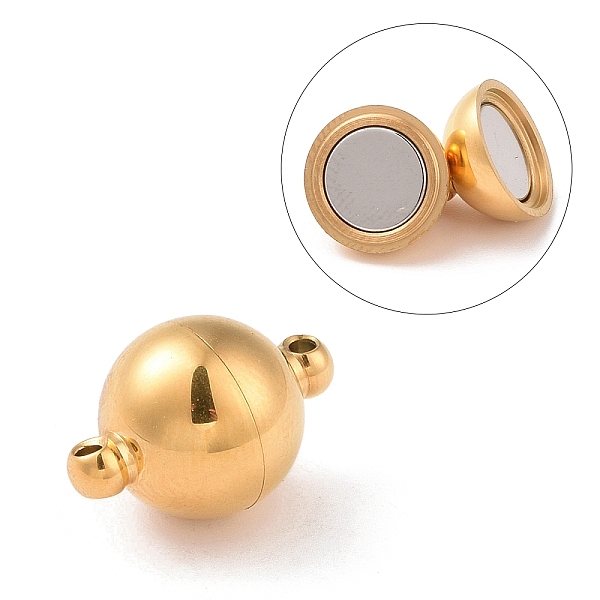 PandaHall 304 Stainless Steel Magnetic Clasps with Loops, Ion Plating (IP), Round, Golden, 15x10mm, Hole: 1mm 304 Stainless Steel Round
PandaHall 304 Stainless Steel Magnetic Clasps with Loops, Ion Plating (IP), Round, Golden, 15x10mm, Hole: 1mm 304 Stainless Steel Round