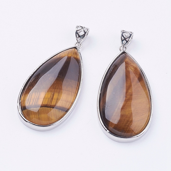 PandaHall Natural Tiger Eye Big Pendants, with Platinum Tone Brass Findings, Lead Free & Nickel Free, Teardrop, 50x26x9mm, Hole: 5x6mm Tiger...
PandaHall Natural Tiger Eye Big Pendants, with Platinum Tone Brass Findings, Lead Free & Nickel Free, Teardrop, 50x26x9mm, Hole: 5x6mm Tiger...