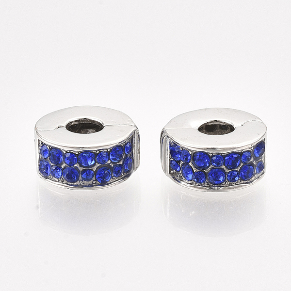 PandaHall Brass European Clasps, Large Hole Beads, with Rhinestone, Flat Round, Platinum, Sapphire, 11x5.5mm, Hole: 4mm Brass Flat Round..., Blue
PandaHall Brass European Clasps, Large Hole Beads, with Rhinestone, Flat Round, Platinum, Sapphire, 11x5.5mm, Hole: 4mm Brass Flat Round..., Blue