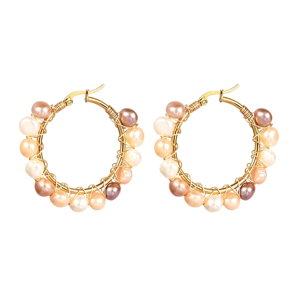 PandaHall Vintage Natural Pearl Beads Earrings for Girl Women, 304 Stainless Steel Hoop Earrings, Golden, White, 42x47x8mm, Pin: 0.8mm Pearl...
PandaHall Vintage Natural Pearl Beads Earrings for Girl Women, 304 Stainless Steel Hoop Earrings, Golden, White, 42x47x8mm, Pin: 0.8mm Pearl...